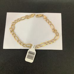 10k Two Tone Gold  Figaro Bracelet 