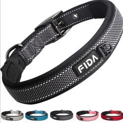 Fida Heavy Duty Dog Collar, Ultra Comfortable Soft Neoprene Padded, Adjustable Reflective Nylon Pet
