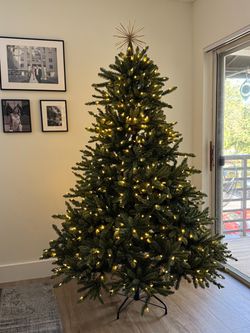 Balsam Hill Classic Blue Spruce 6.5 ft Pre-Lit Christmas Tree – Candlelight LED