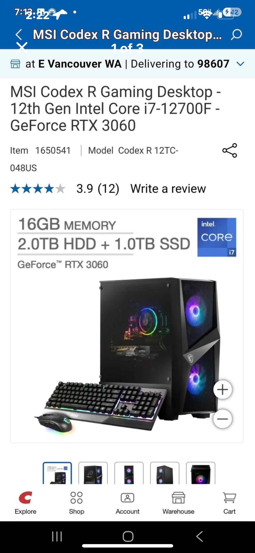 Codex i7 GeForce w/mouse + keyboard
