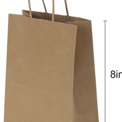 40 Pack 6x3.25x8 Inch Small Brown Paper Bags with Handles Kraft Paper Gift Bags for Birthday Party Favors Grocery Retail Shopping Business Goody 