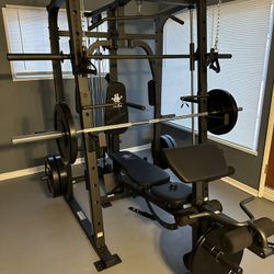 Vesta Fitness Smith Machine 1001 w/Bench Attachment | 230lb Bumpers Olympic Weights | 7ft Olympic Bar | Fitness | Gym Equipment | FREE DELIVERY 🚚 