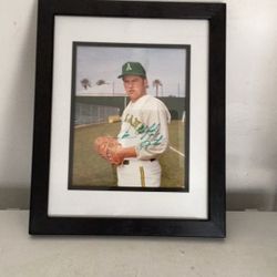 Nicely Framed Signed Photo Of Jim “Catfish” Hunter