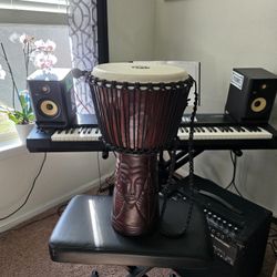 LIKE NEW!!!  MEINL Professional African Style Djembe African Queen Carving 12 in.