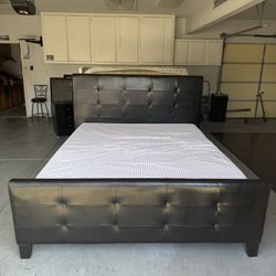 Bed, Mirror Stand With Drawers, And 2 Night Stands