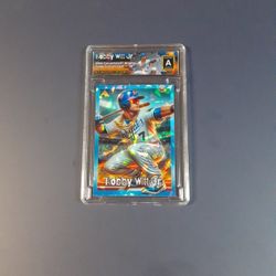 2024 Bobby Witt Jr. Slab Blue Cracked Ice REFRACTOR Original Art Novelty Card 