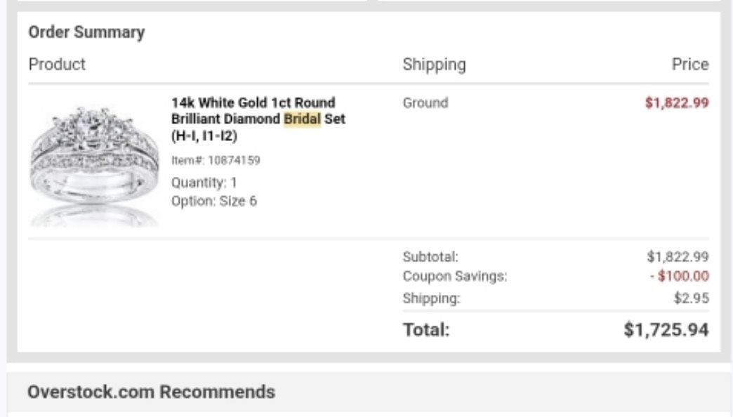 14k White Gold 1ct Round brilliant Diamond Bridal Set Ring