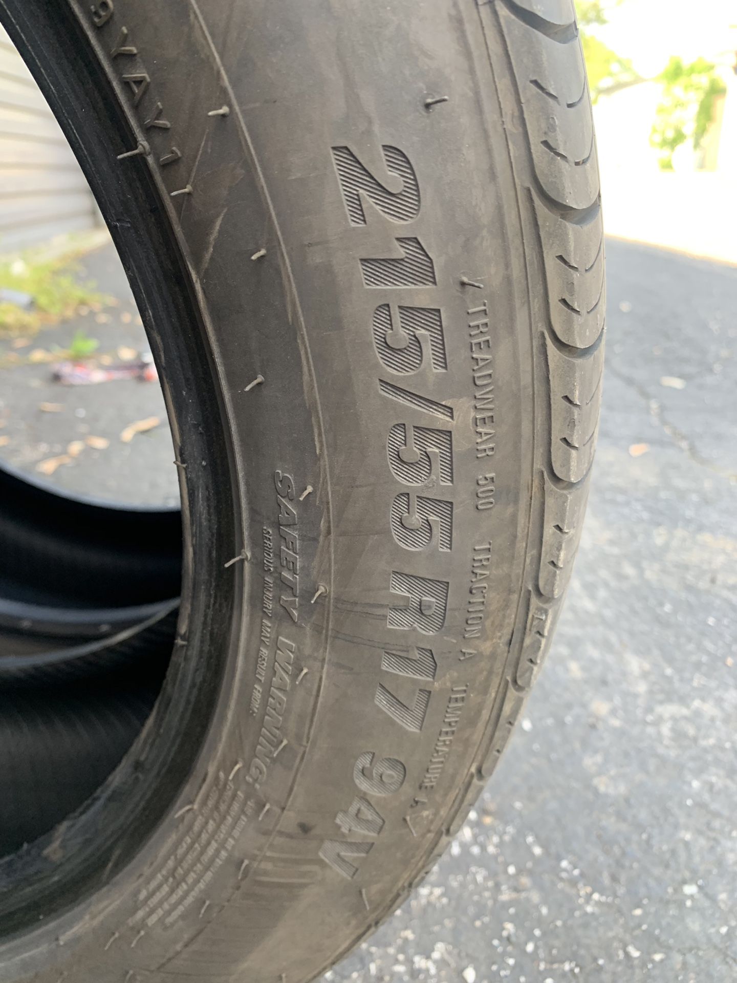 215/55/17. Kumho solus used tires