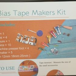 Bias Tape Makers Kit Plus 3pcs Roller Hemmer  Presser Foot