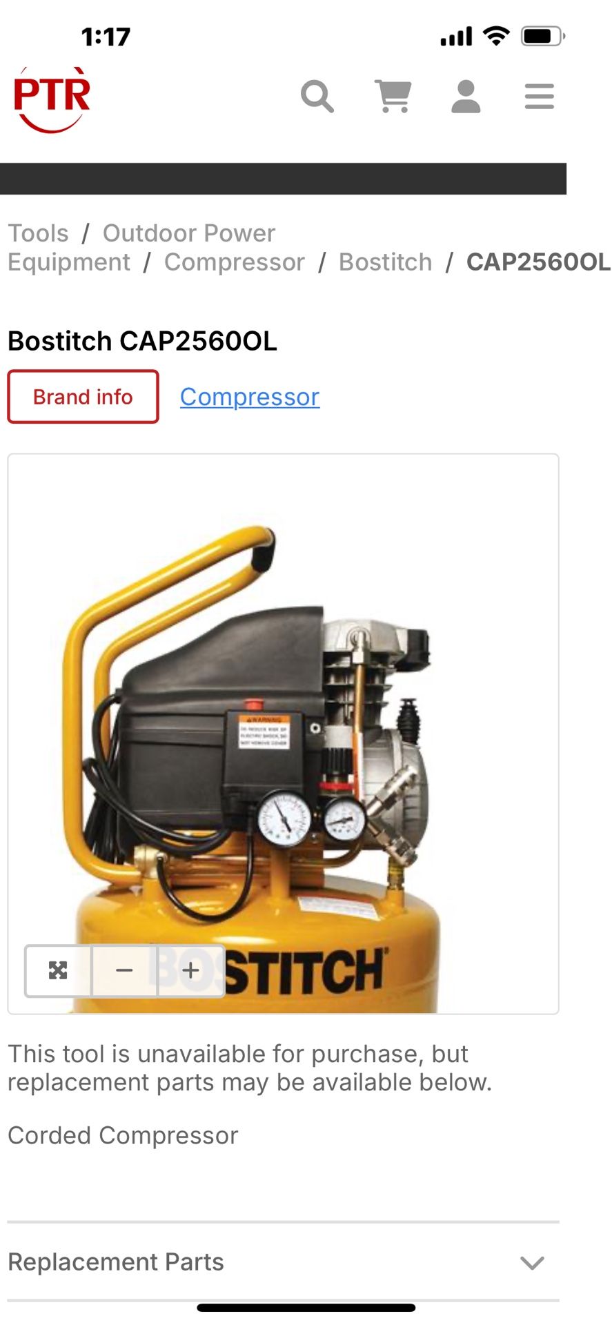 Bostitch CAP25600L corded air compressor