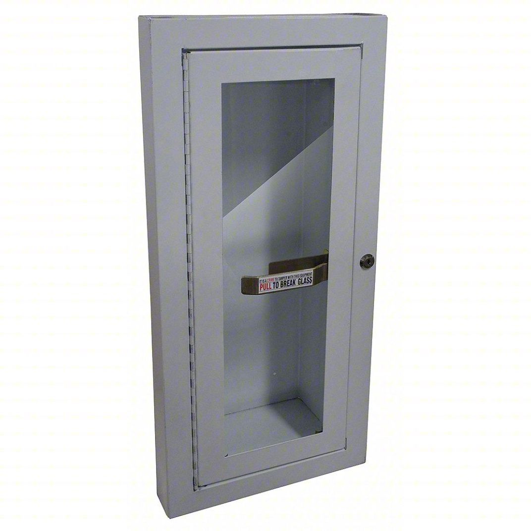 Grainger Fire Extinguisher Cabinet: For 10 lb Tank, White, Cabinet, Semi-Recessed