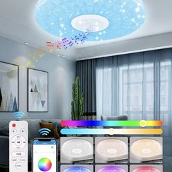Led Ceiling Lights,Music Ceiling Light with Bluetooth Speaker,36W RGB RGB Color Changed Bedroom Light with APP and Remote Control, Timer Brightness Di