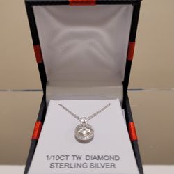 1/10CT TW Diamond/Sterling Silver Chain & Charm