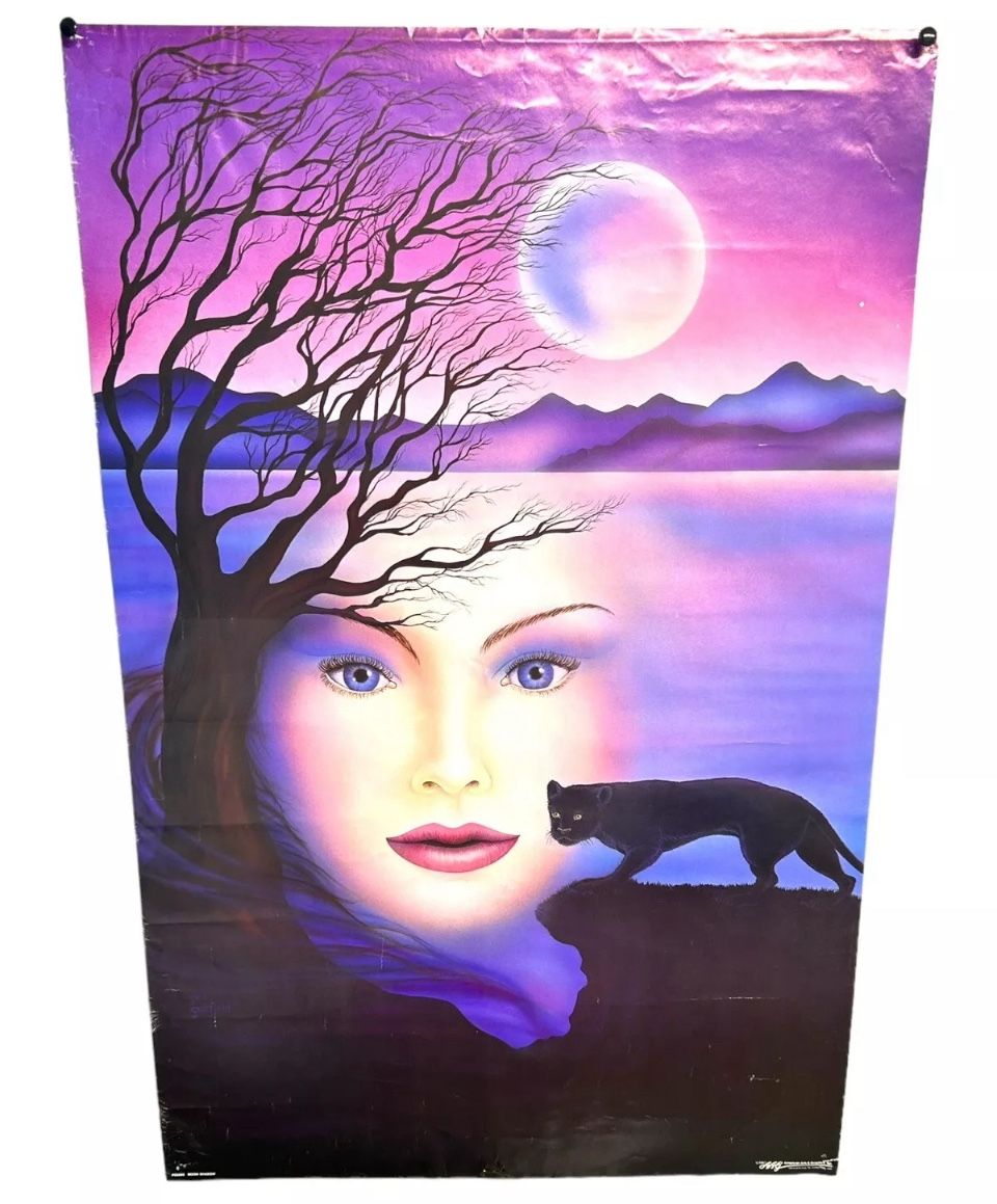 Vintage Rare 1987 Gail Gastfield Art Poster 22 x 34 Moon Shadow PC0293