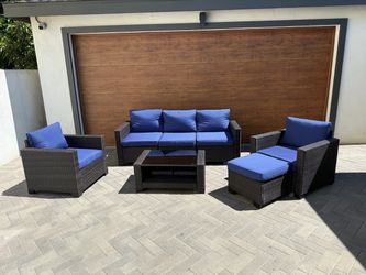 7-Piece Patio Furniture Sets,Conversation Set Sectional Sofa for Backyard, Poolside, Garden, Dark Blue