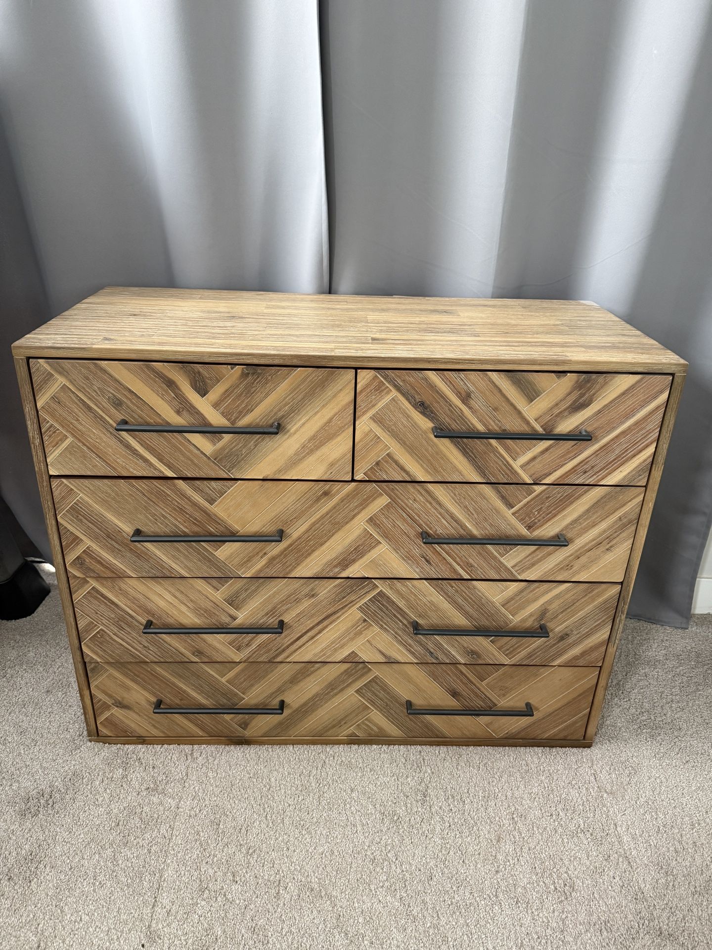 Modern Herringbone Real Wood Dresser
