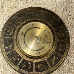 Airguide Zodiac Brass Decorative Wall Barometer Vintage Collectible