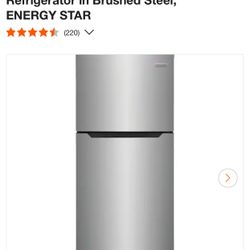 Brand new Frigidaire 17.6 cu. ft. Top Freezer Refrigerator in Brushed Steel, ENERGY STAR
