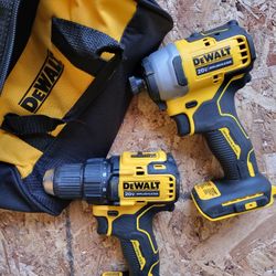 Dewalt ATOMIC 20V MAX Cordless Brushless Compact 1/4 in. Impact Driver And ATOMIC 20V MAX Cordless Brushless Compact 1/2 in. Drill/Driver (TOOLS ONLY)