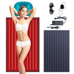 38"×23.6" Red Light Therapy Mat with a Cozy Headrest for Enhanced Comfort: Comprised 400 Dual Wavelength (660nm & 850nm) LED Beads for Home Red Ligh