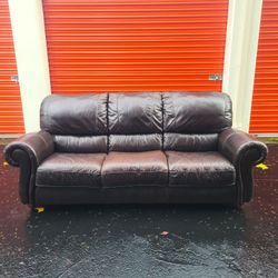 Brown Leather Couch - Free Delivery