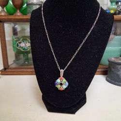 USA 999 Solid Silver Chain W/ Turq. Red Coral Lapis Sterling Silver 