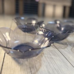  Vintage KNK Lotus Tulip Shape Plastic Bowls