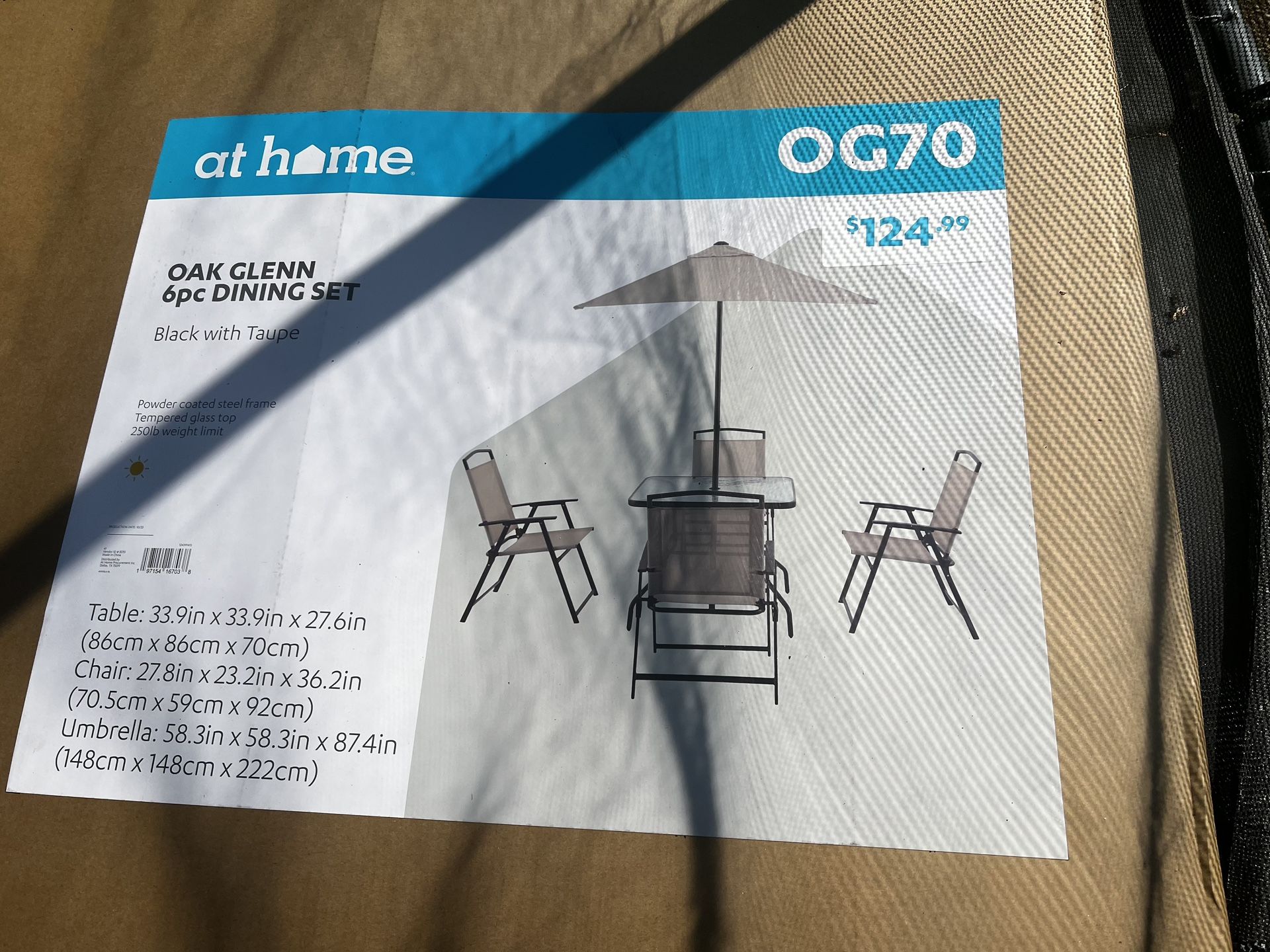 At Home Patio Set. New Still In Box