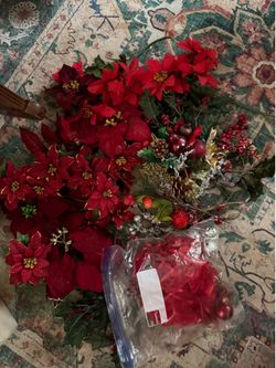 Assorted Christmas Floral Stems and Greenery - 2 Bags full for crafting wreath making