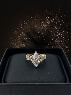 Marquise diamond ring in 14k yellow gold