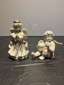 White Glazed Porcelain Angel Figurines