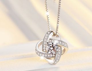 925 STERLING SILVER PLATED CRYSTAL KNOT NECKLACE