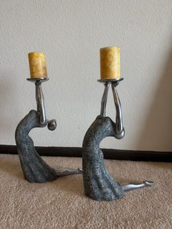 Pair of Modern Sculptural Candle Holders