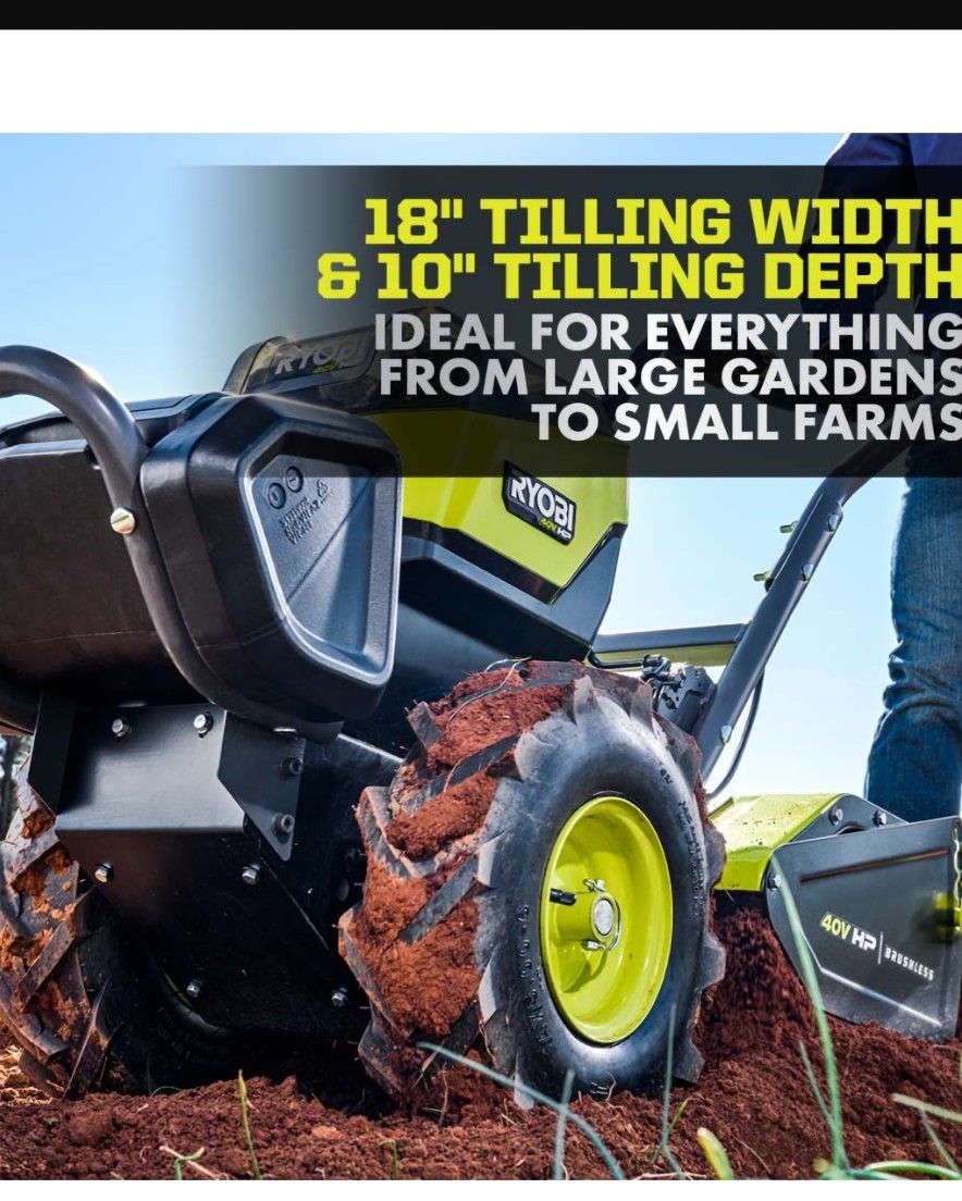 RYOBI
40V HP Brushless 18in. Battery PoweredRear Tine Tiller (ToolOnly)