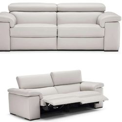 NATUZZI LEATHER DUAL RECLINER WHITE