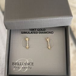 10k Solid Gold Simulated Diamond Earrings 