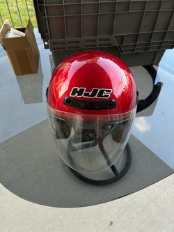 HJC Red Open-Face Motorcycle Helmet