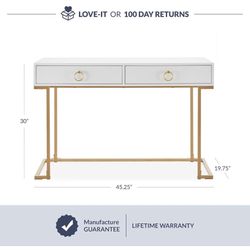 Vanity Table: gold And White , All Pieces Included 