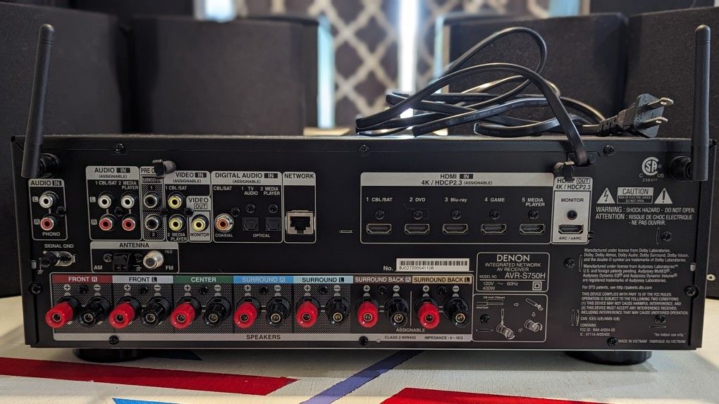 Denon AVRS750H Home Theater Receiver With Onkyo 7.1 Speakers With