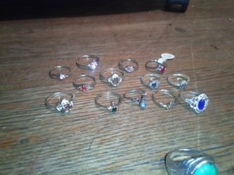Silver-Tone Gemstone Rings