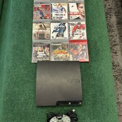 SONY PLAYSTATION 3 PS3 3001B + 12 GAMES + 1 Controller + Cords(POST NINTENDO ERA)