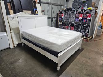 White Wood Queen Bed Frame