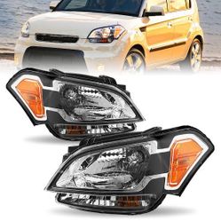 LA Zona Auto Parts 2010 to 2011 Kia Soul Headlights Luces Micas Calaveras Faros Focos Black Housing 