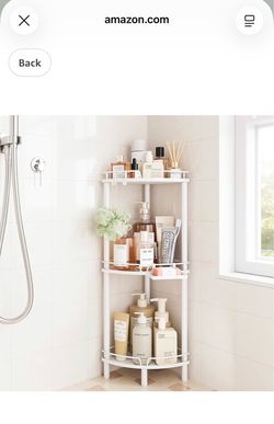 ELYKEN 3 Tier Corner Shower Caddy Standing White Metal Soap Holder New