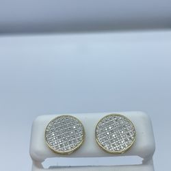 Diamond Gold Round Earrings 10K 