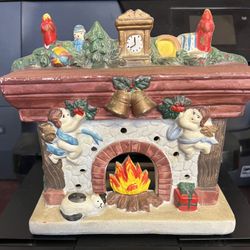 Gift Collection Christmas Fireplace Porcelain Candle Holder