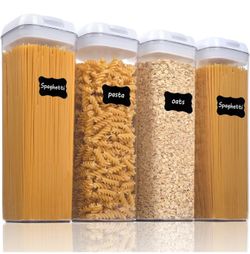 Vtopmart 4 PCS Airtight Food Storage Containers, BPA Free Plastic Spaghetti Pasta Containers with Ea