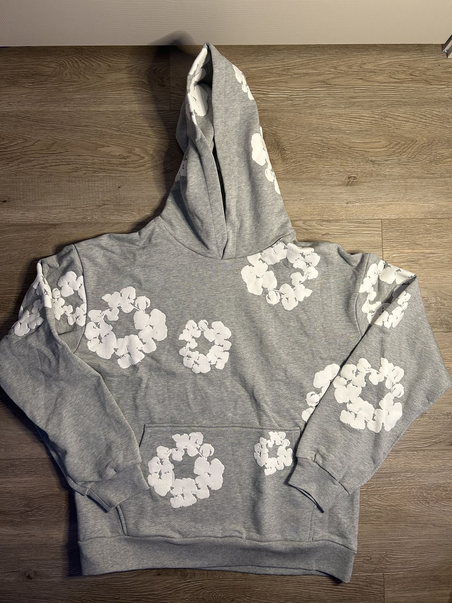 Gray Denim Tear Hoodie Size Medium