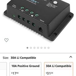 Renogy Wanderer Li 30A 12V PWM Negative Ground Charge Controller Compatible with Lithium, Sealed, Gel, and Flooded batteries and Renogy Bluetooth Modu