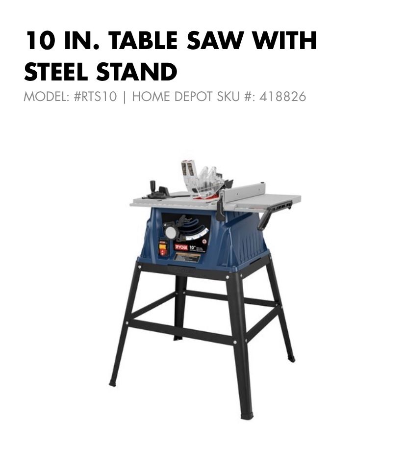 10inch table saw with Steele stand